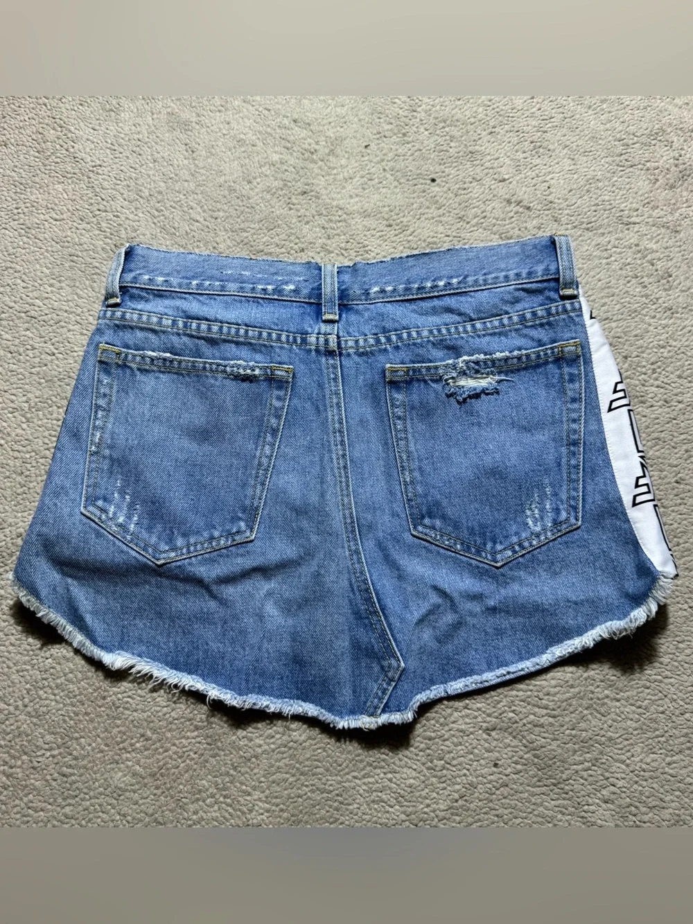 LF The Brand Skirt Womens 28 Adriana Blue Denim Distressed Button Fly Mini NEW